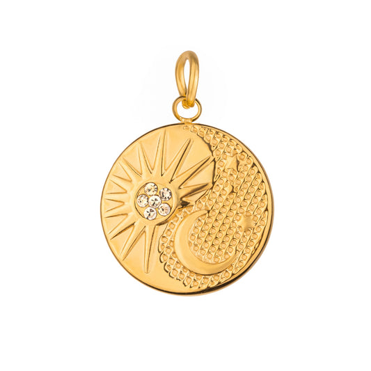 Star & Moon 18K Gold Pendant – Stainless Steel Statement Jewelry