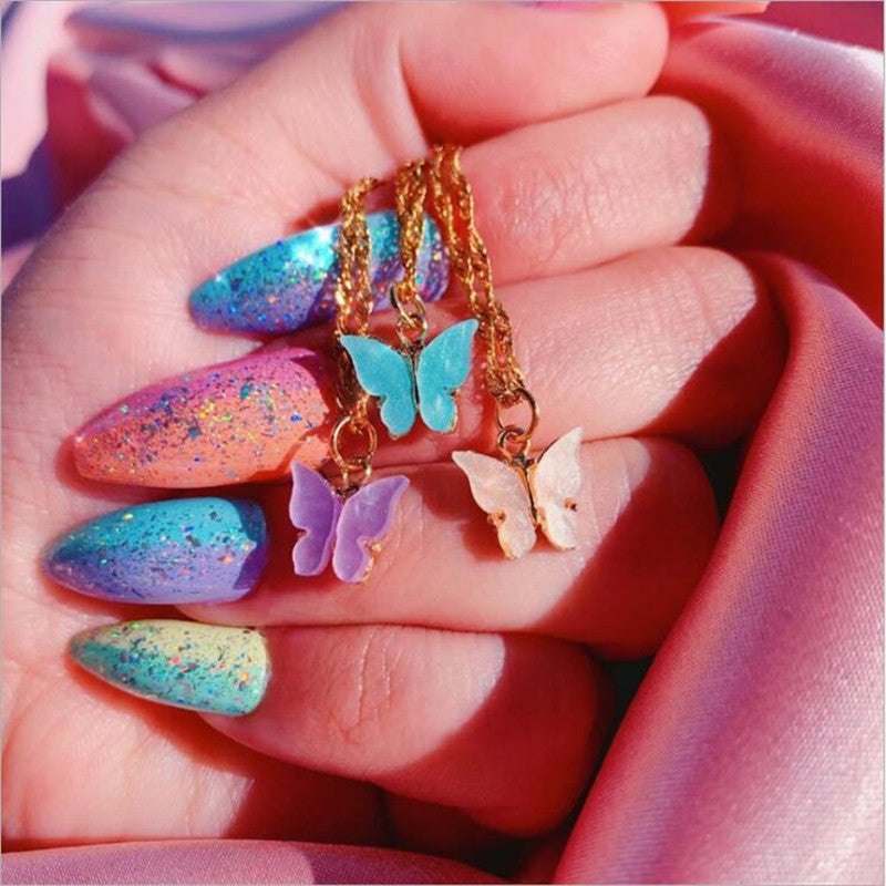 Acrylic Butterfly Necklace – Colorful Sweet Style