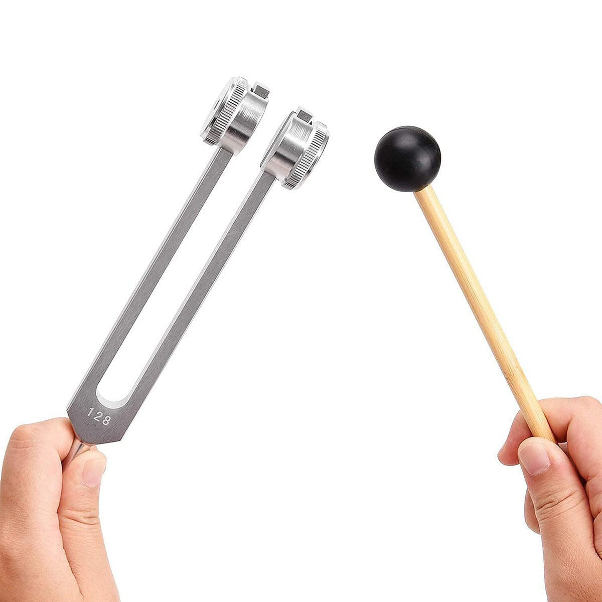 128Hz Medical Ear Tuning Fork – Therapy Tool with Slider, Hammer, and Velvet Case