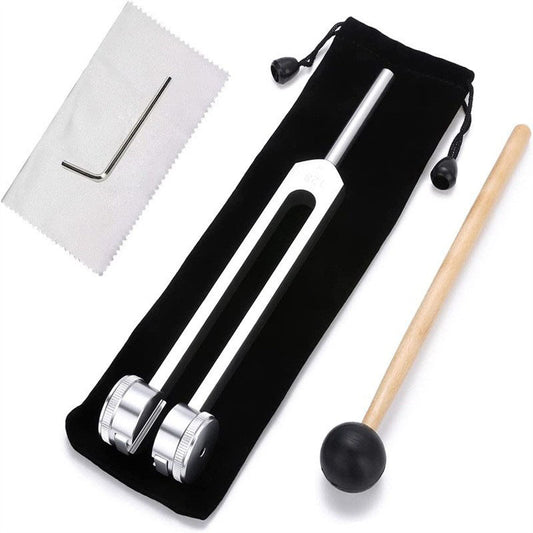 128Hz Medical Ear Tuning Fork – Therapy Tool with Slider, Hammer, and Velvet Case