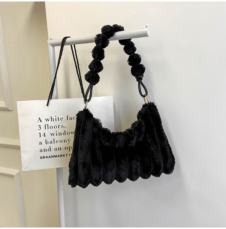 Plush Trendy Shoulder Bag – Large Capacity, Simple Underarm Tote for Women