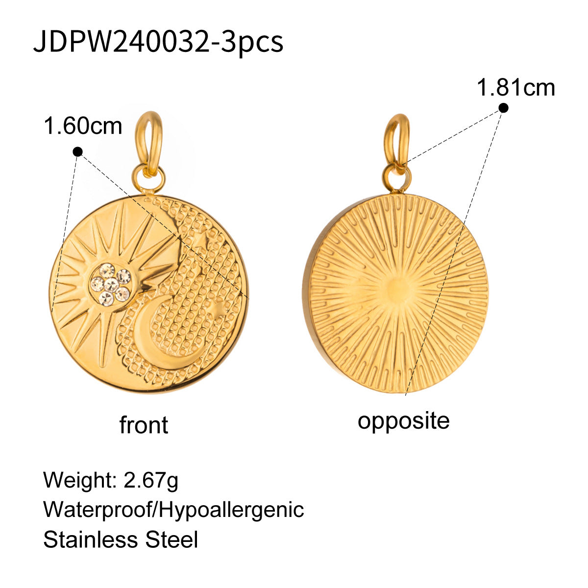 Star & Moon 18K Gold Pendant – Stainless Steel Statement Jewelry