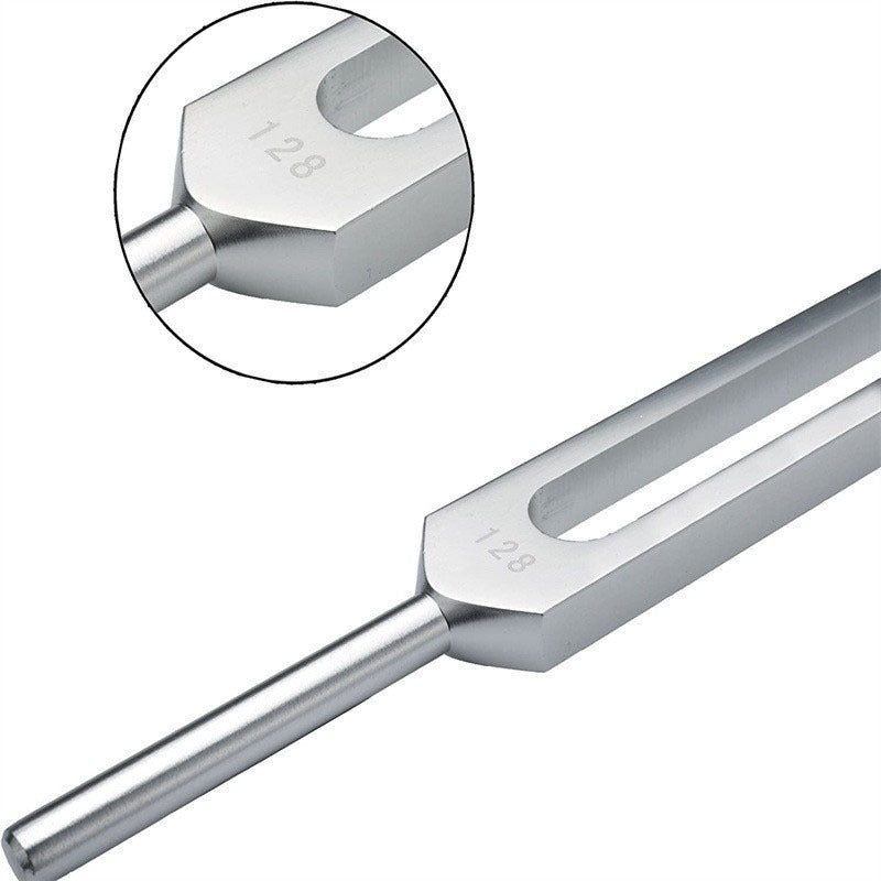 128Hz Medical Ear Tuning Fork – Therapy Tool with Slider, Hammer, and Velvet Case