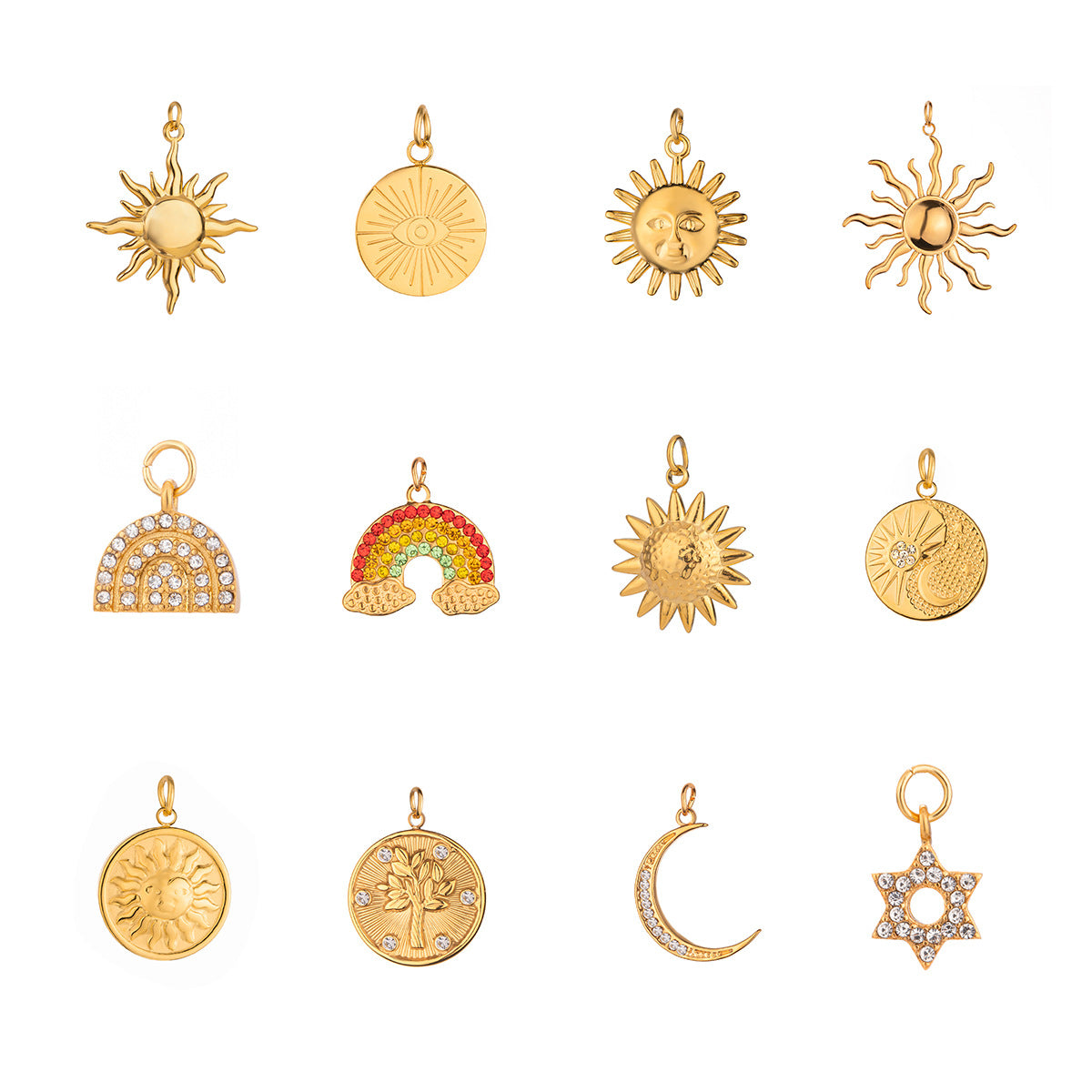 Star & Moon 18K Gold Pendant – Stainless Steel Statement Jewelry