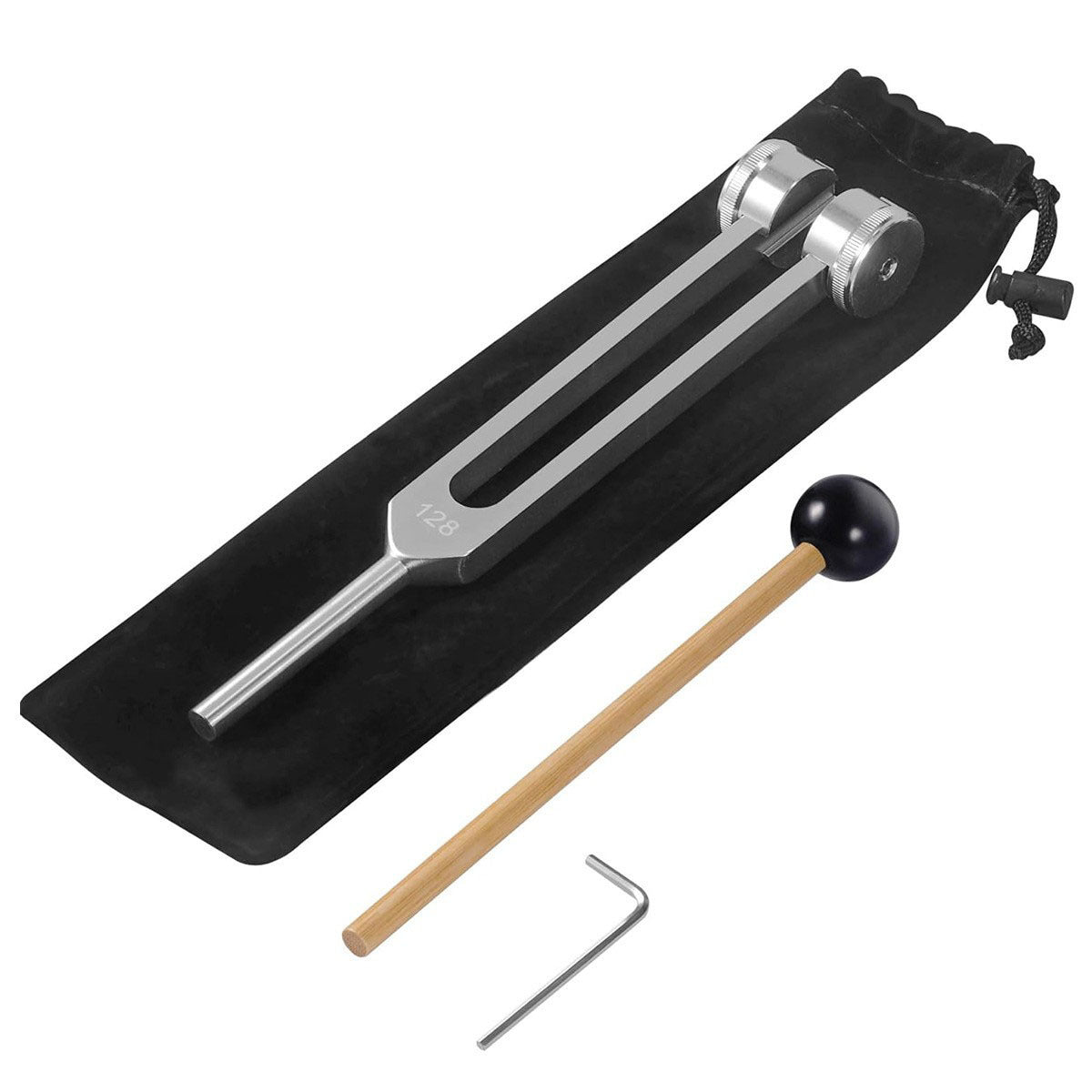 128Hz Medical Ear Tuning Fork – Therapy Tool with Slider, Hammer, and Velvet Case